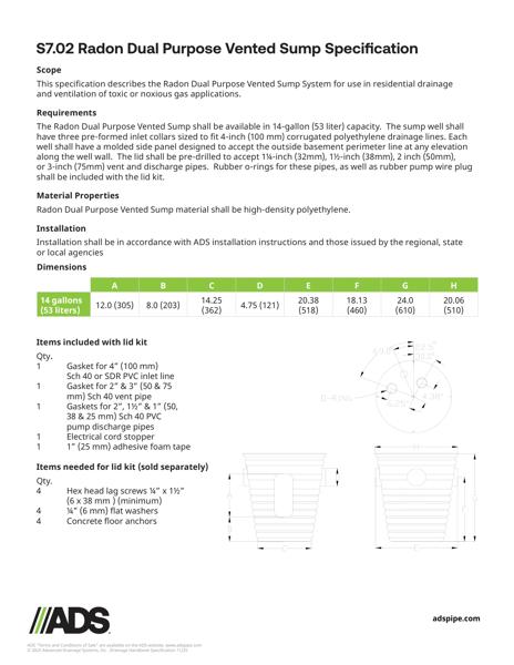 S7.02 Radon Dual Purpose Vented Sump Specification
