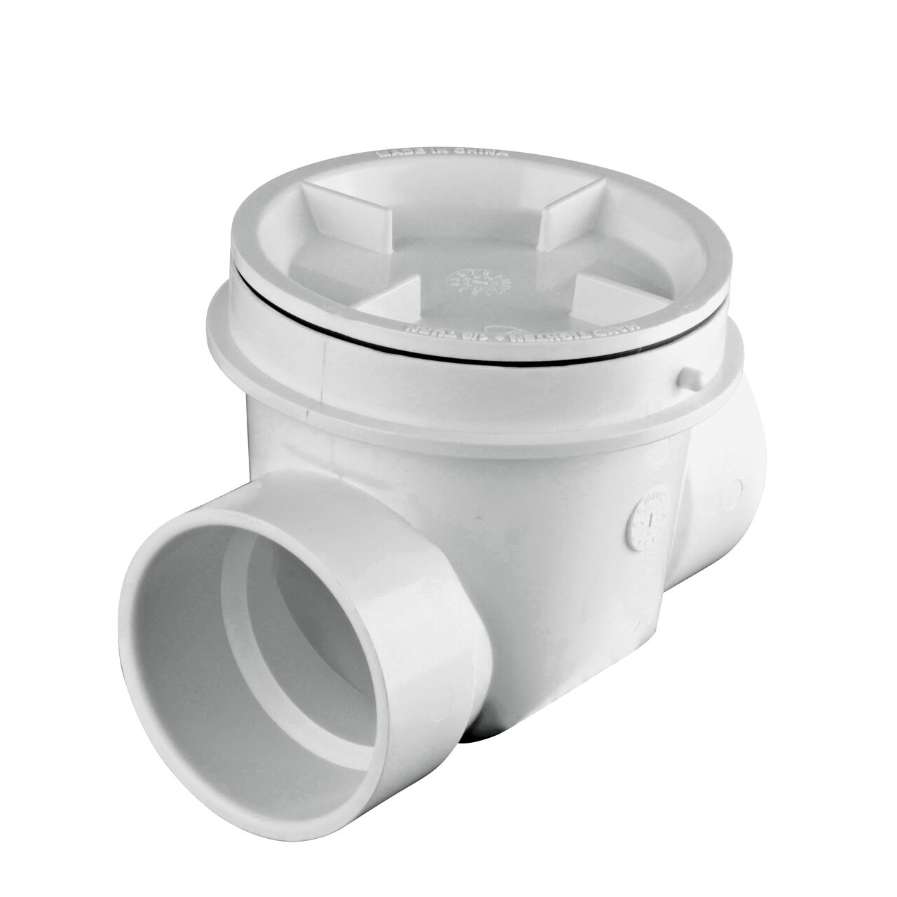 The outlet end on the NDS White 3 in. PVC Backwater Valve (NDS 375P)