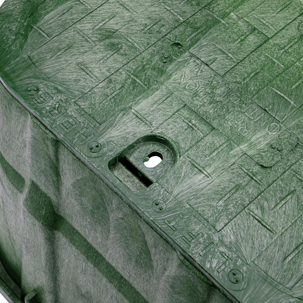 Closeup view of the inside reinforced edges on the NDS 13 in. X 20 in. Rectangular Pro-Spec® Series jumbo valve box and Cover (NDS 318BC)