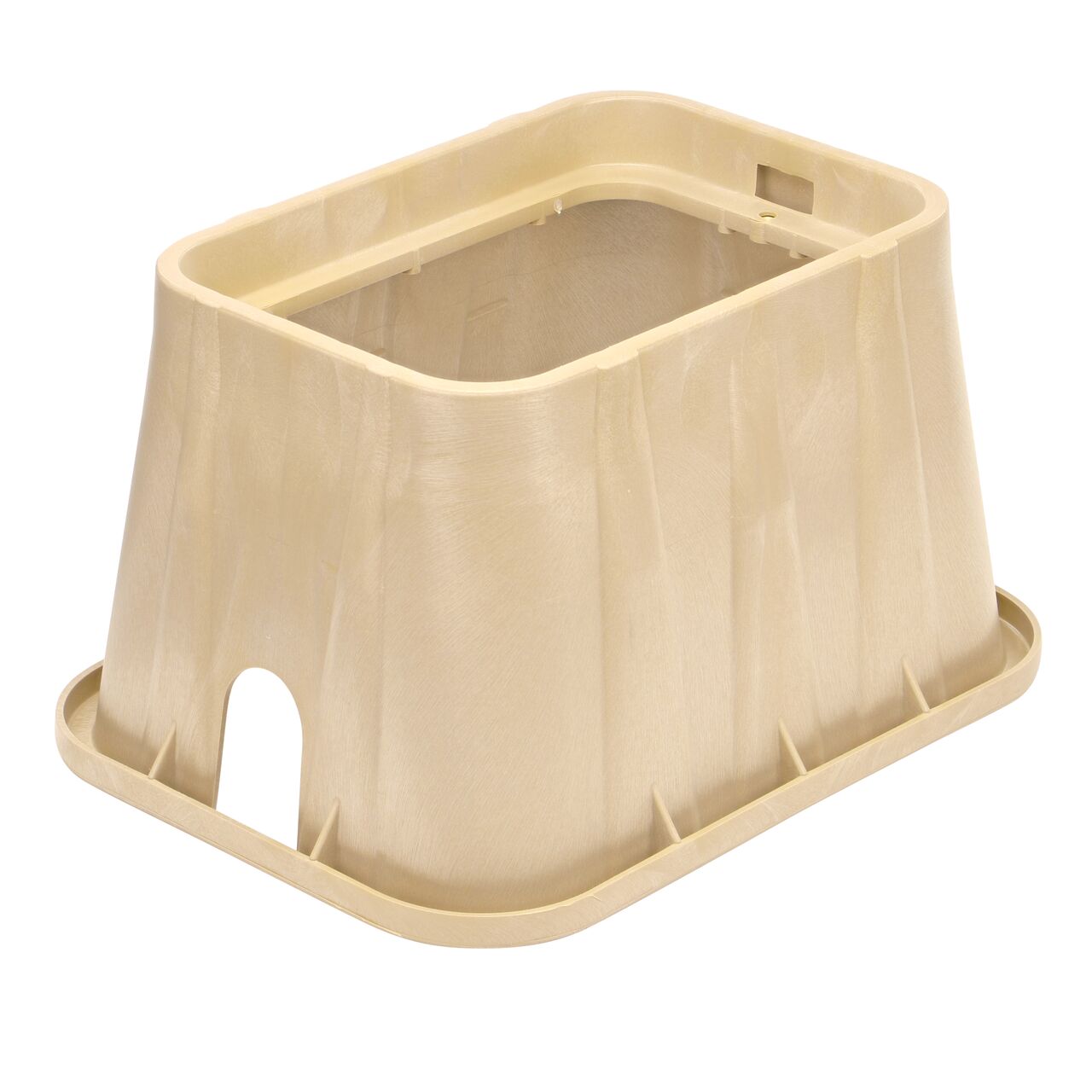 The durable Sand plastic 14 X 19 in. Rectangular Pro-Spec® Series Valve Box (NDS 314BCSAND) has a height of 12 in. and includes a universal locking mechanism (ULM) hole allowing a variety of bolts and screws to be used to secure the covers