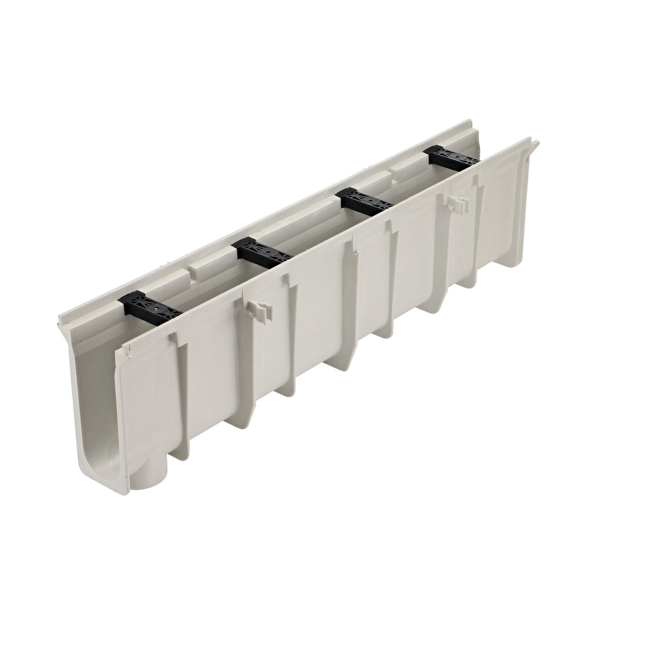 NDS Neutral Dura Slope Channel Drain, 11.39 in. Deep, with tongue joints facing camera (NDS DS-112N)