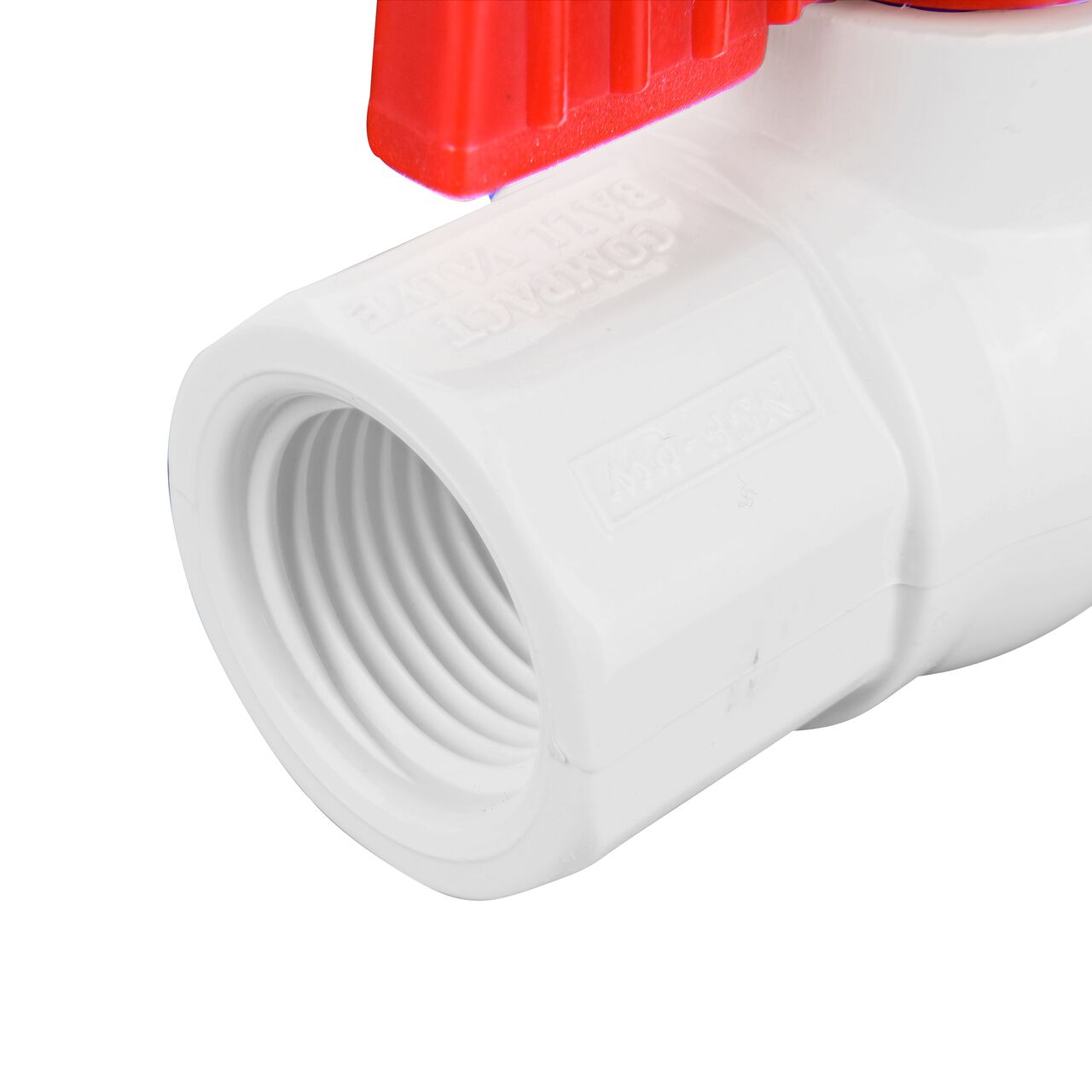 Closeup of the NDS IPS Ball Valve showing the stem that is made of durable PVC material (NDS E1420-05)