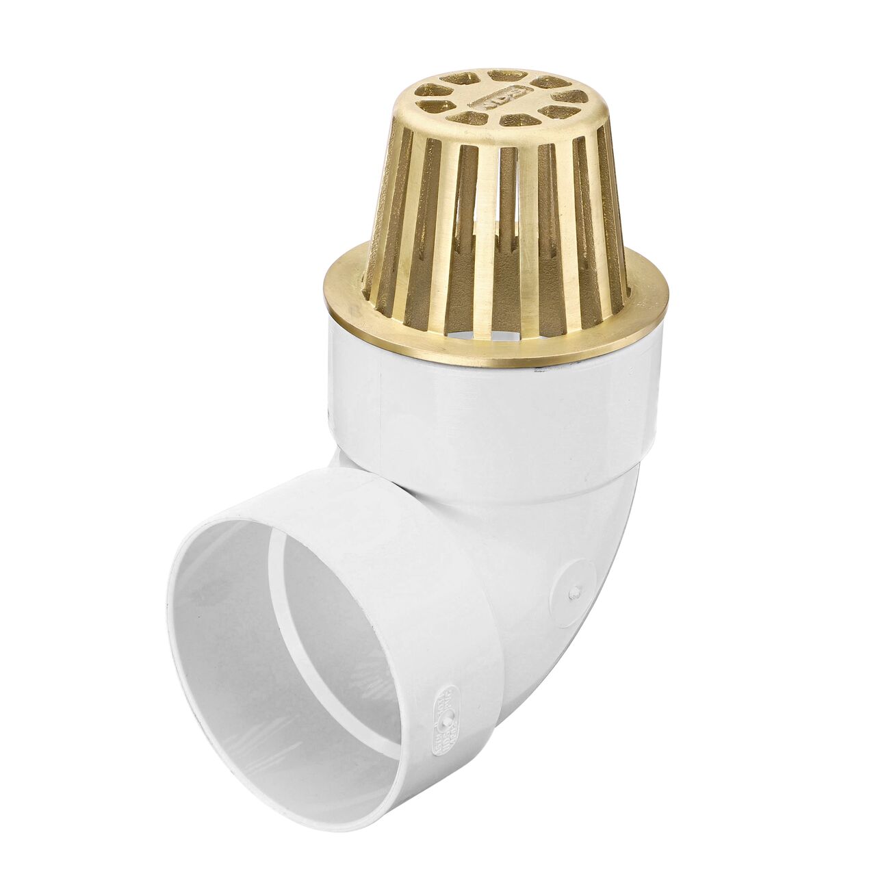 NDS Brass 4 in. Atrum Grate (NDS 78B)  installed on 4 in. elbow
