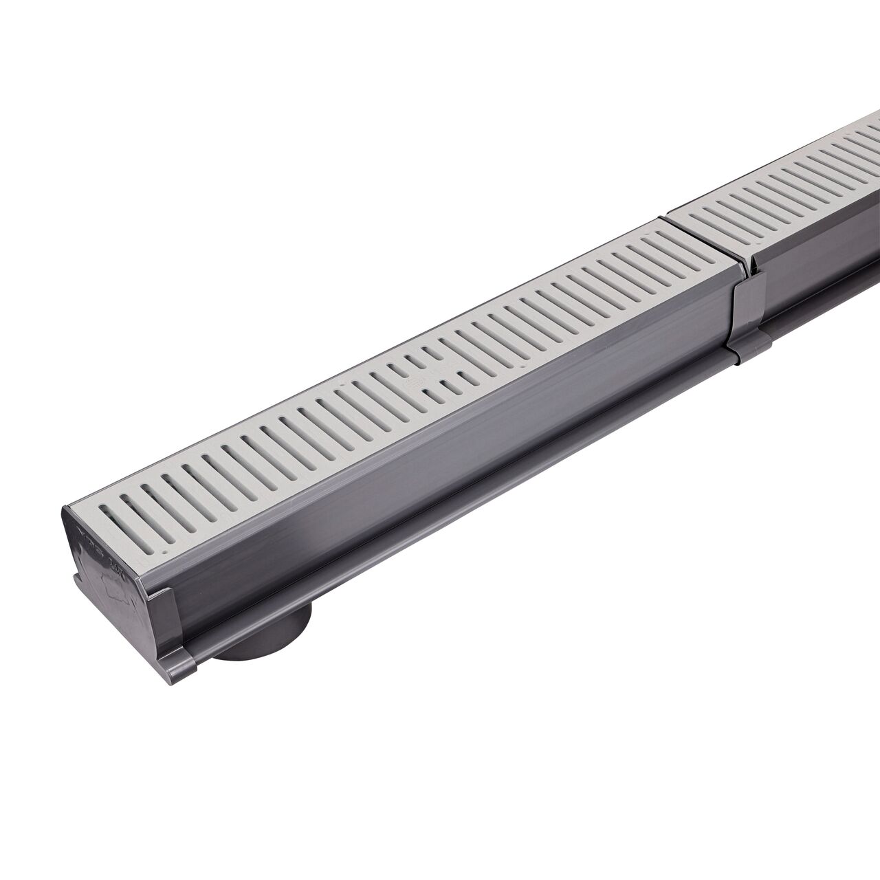 Installed NDS Spee-D Channel Drain (NDS 234) with a grate on top