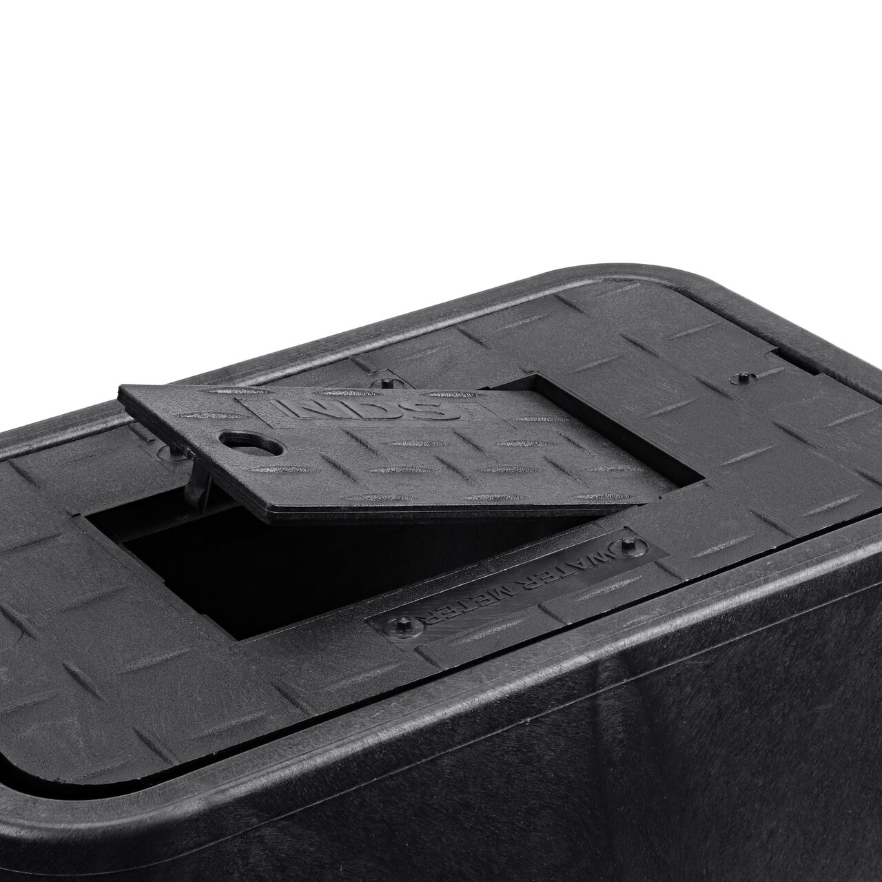 Closeup view of the outside reinforced edges on the NDS 10 in. X 15 in. Rectangular D1000 Meter Series Meter Box (NDS D1000-RB)