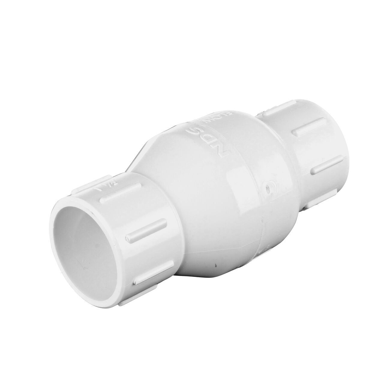 NDS White 1-1/2 in. slip end by slip end PVC Spring Check Valve (NDS 1011-15, NDS 1012-15)