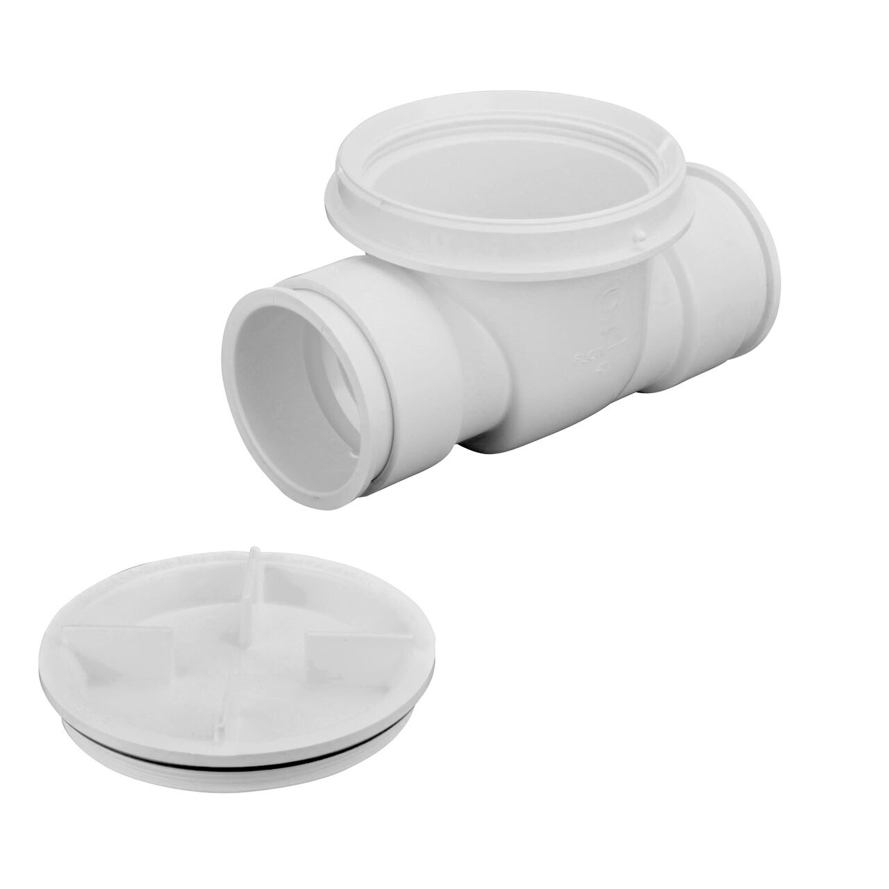 The top detachable threaded access cap with neoprene gasket provides a positive seal on the NDS 4 in. White PVC Backwater Valve with Adapter (NDS 475PS)