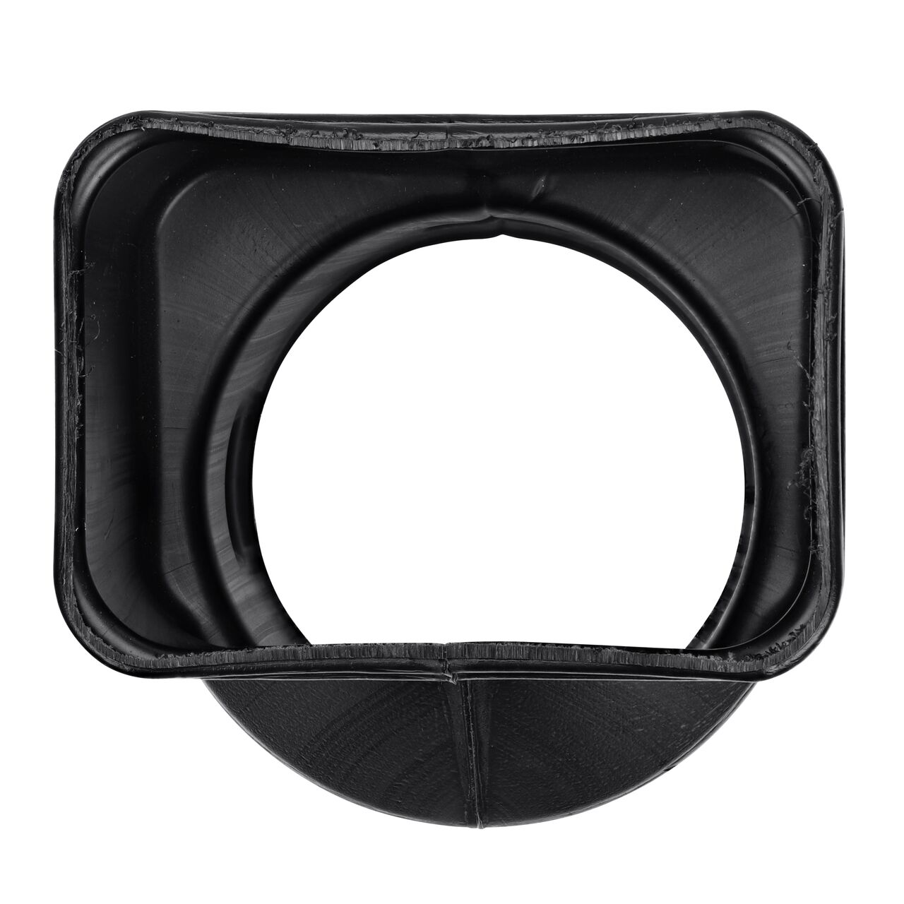 Top down view of the rectangel opening of the High-Density Polyethylene Downspout Adapter transitions 3X4 in. Downspout to 4 in. Hub (NDS 344CDS)