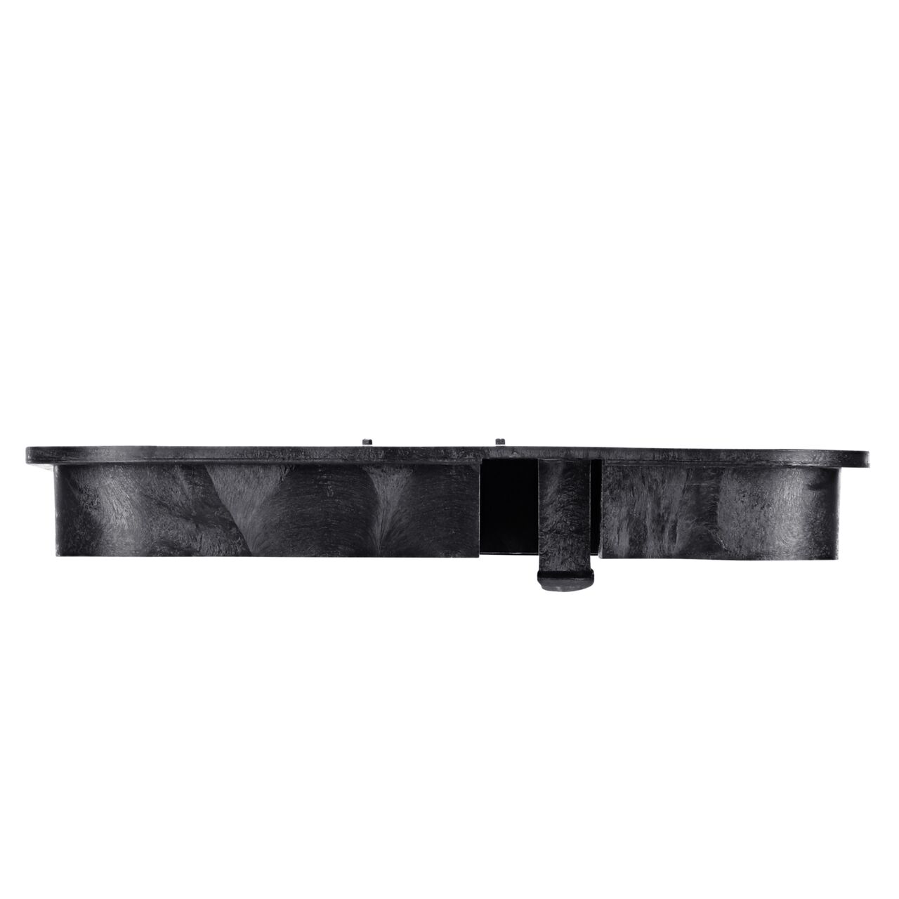The NDS 13 X 20 in. Rectangular Standard Series Black Water Meter Meter Box Cover (NDS D1500-OLSBL) is an Overlapping lid shown here from the side, that prevents dirt and debris from entering the meter box