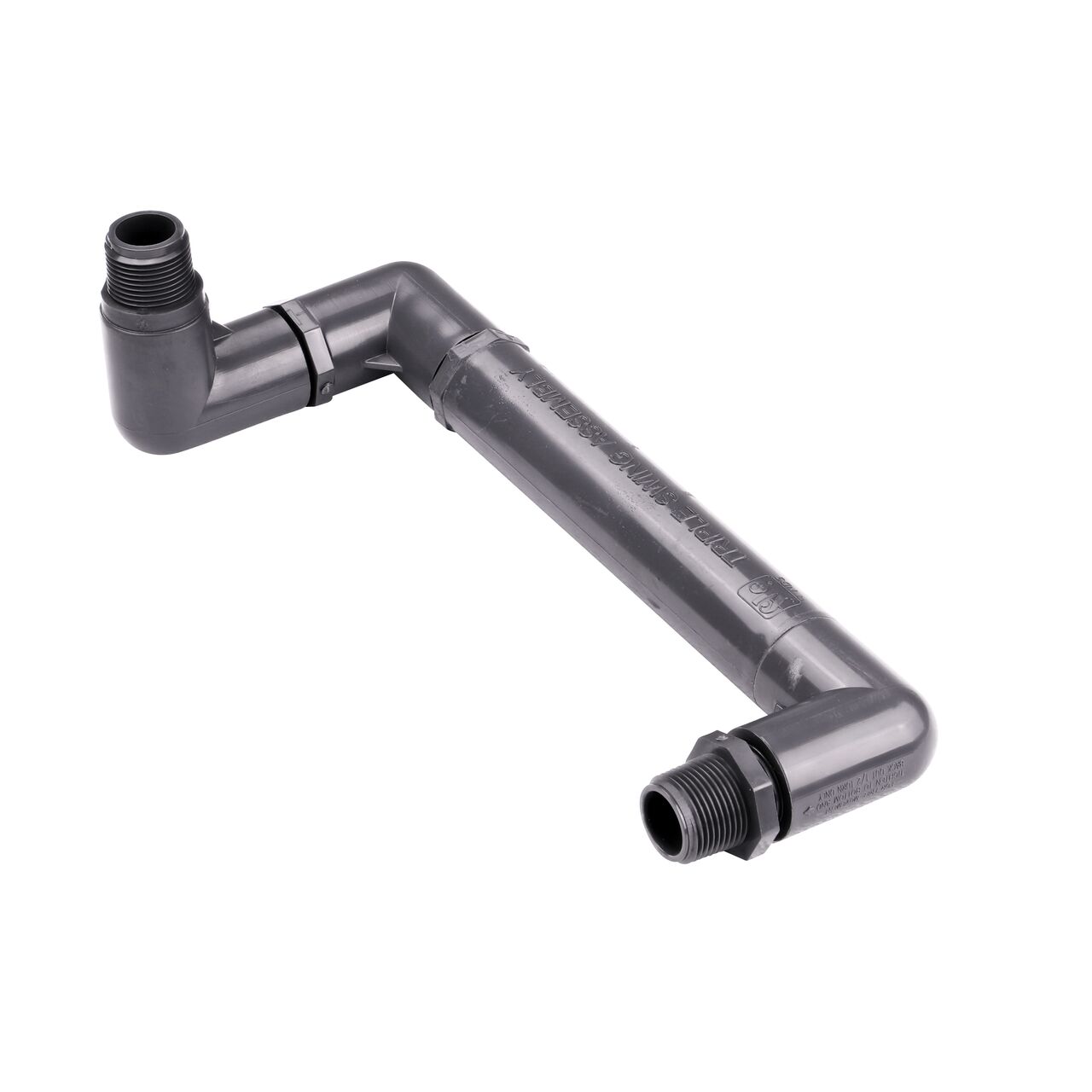 NDS PVC Triple Swing Joints Assembly, Sch. 80 3/4 in. MPT has two swivel joints to position the sprinkler, one swivel joint on the other end to connect to the pipe ideal for subsurface irrigation and sprinkler applications (NDS TSA-0750-TT)