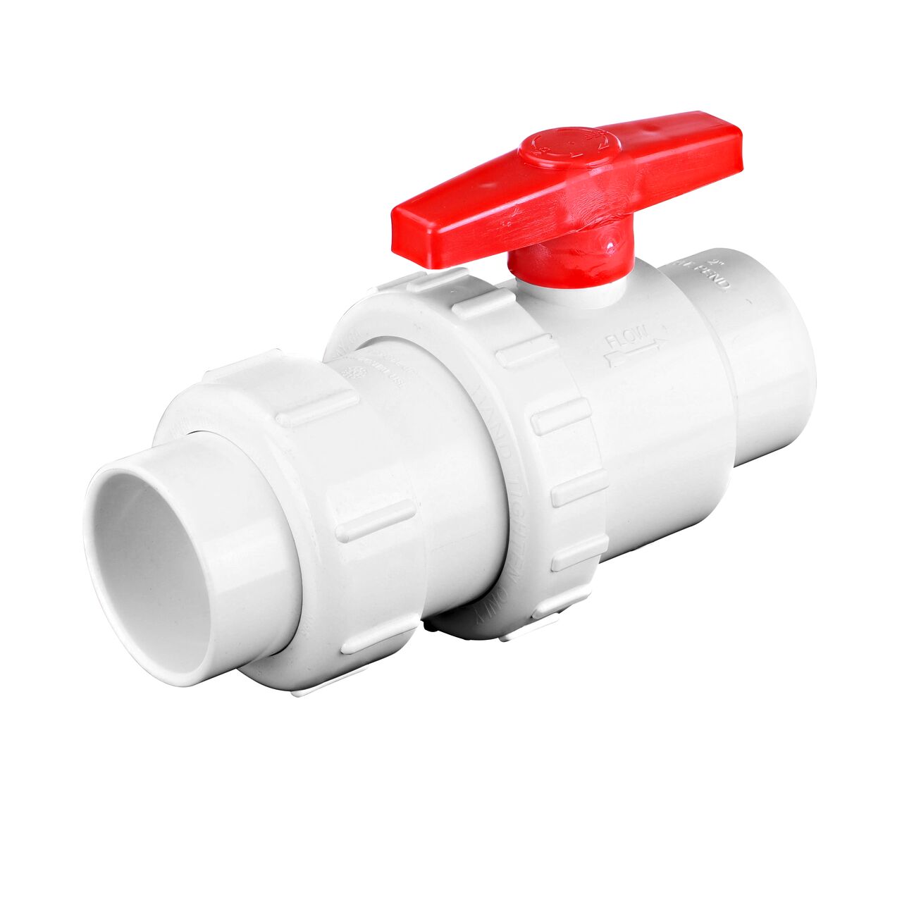 Inlet end of the NDS White 2 in. IPS U X S Checkmate PVC Swing Check and Ball Valve Combination (NDS 2200-20)