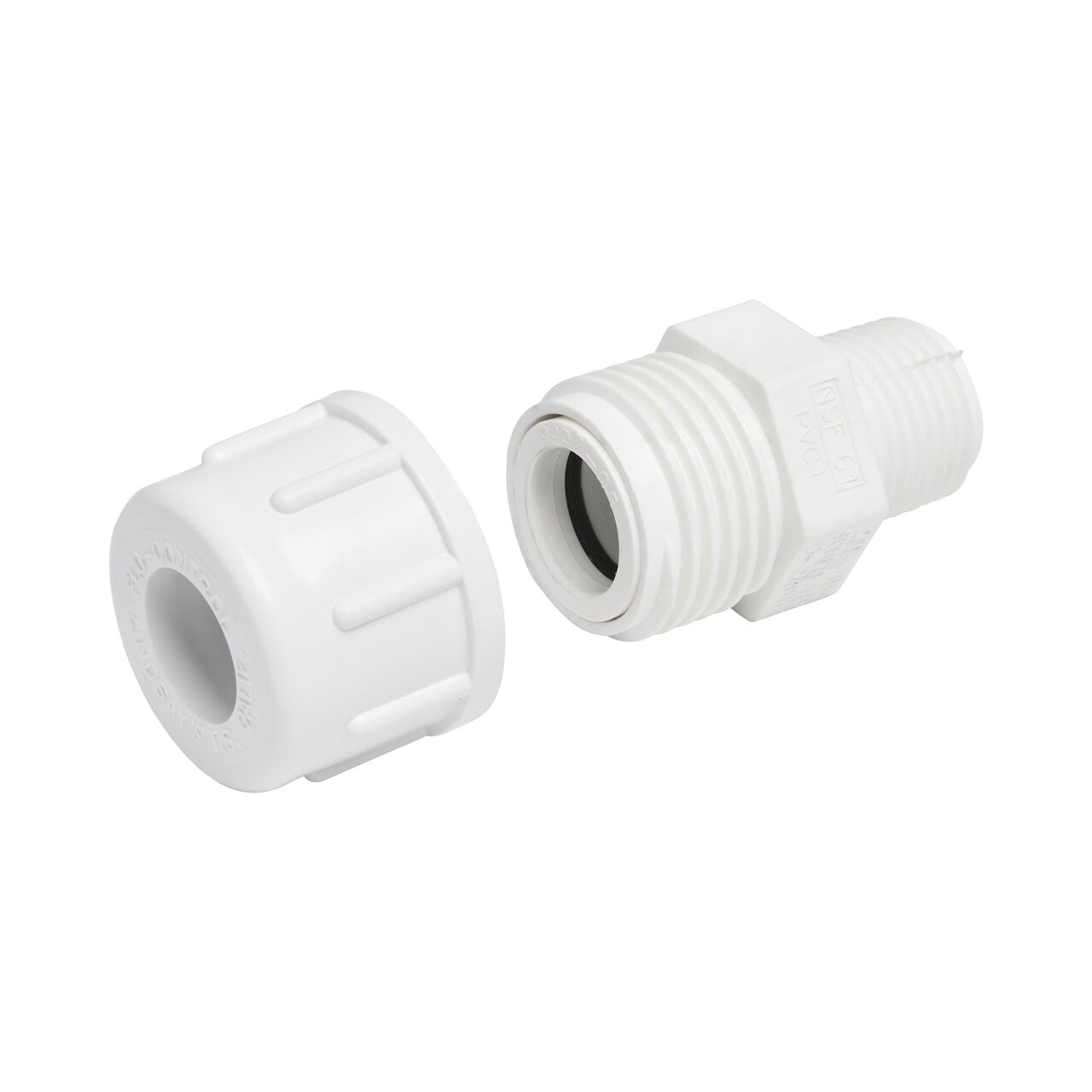 The NDS 1/2 in. CTS MPT Flo-Lock™ Gripper unassembled from Adapter showing the EPDM O-Ring that form leak form connection when properly installed (NDS 235-05)
