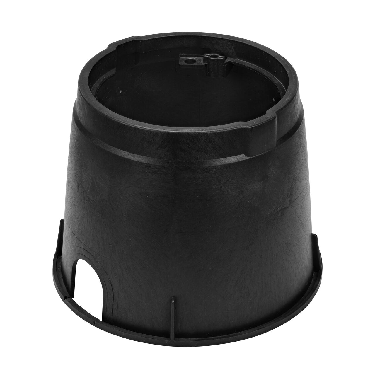 The durable black plastic 10 in. Round Standard Series Valve Box (NDS 111BCBW) has a height of 10 in. and is engineered for superior strength with structural reinforcing ribs