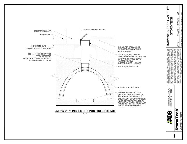 Stormtech Inspection Port Inlet Detail