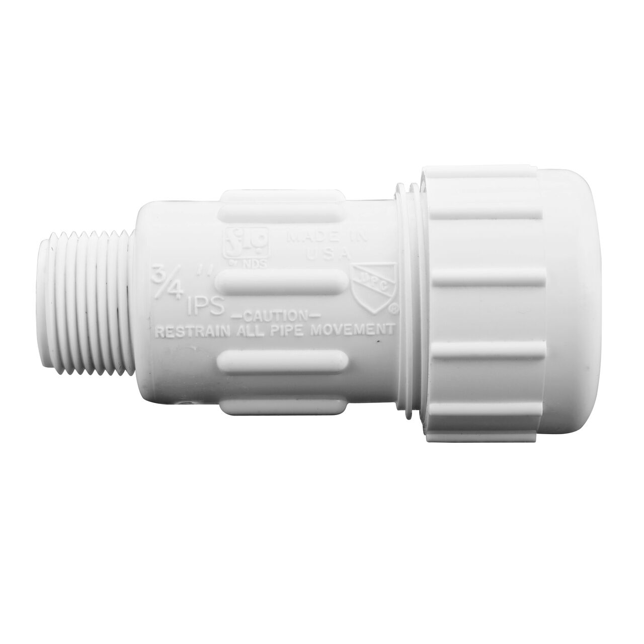 The NDS Compression Coupling is an easy-fit coupling that has one removable compression end and one MPT end that tightened and secures to pipes (NDS CPA-0750)