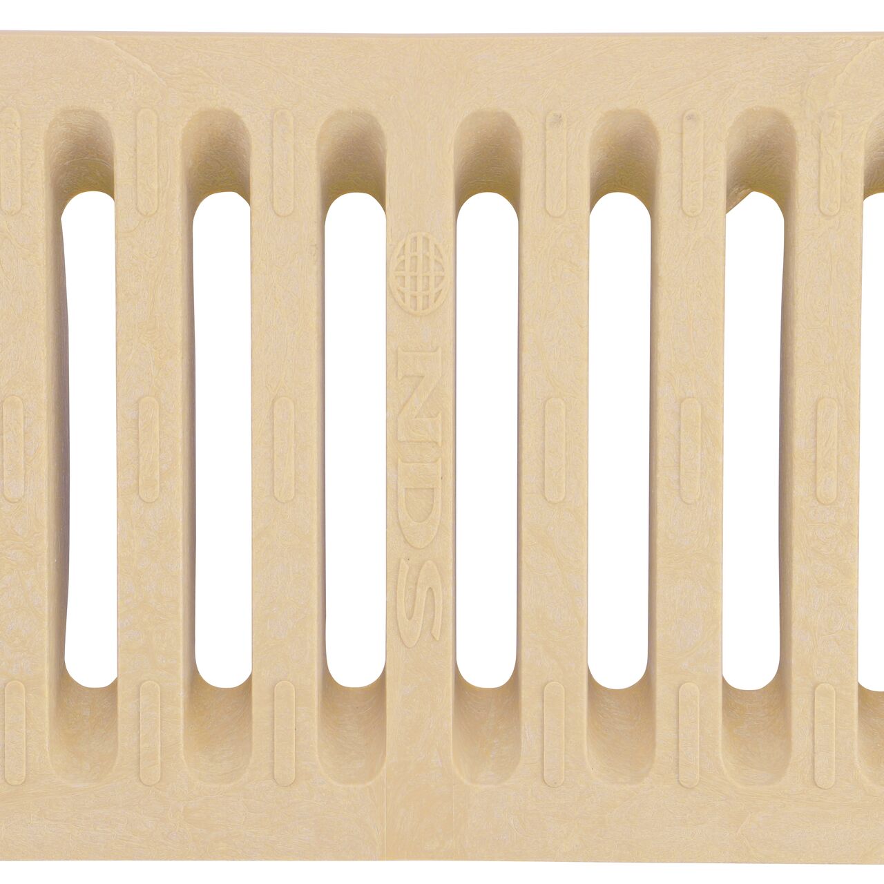 Top Down View of the sand Plastic Dura Slope™ Channel Drain Grate (NDS 664) perforated design