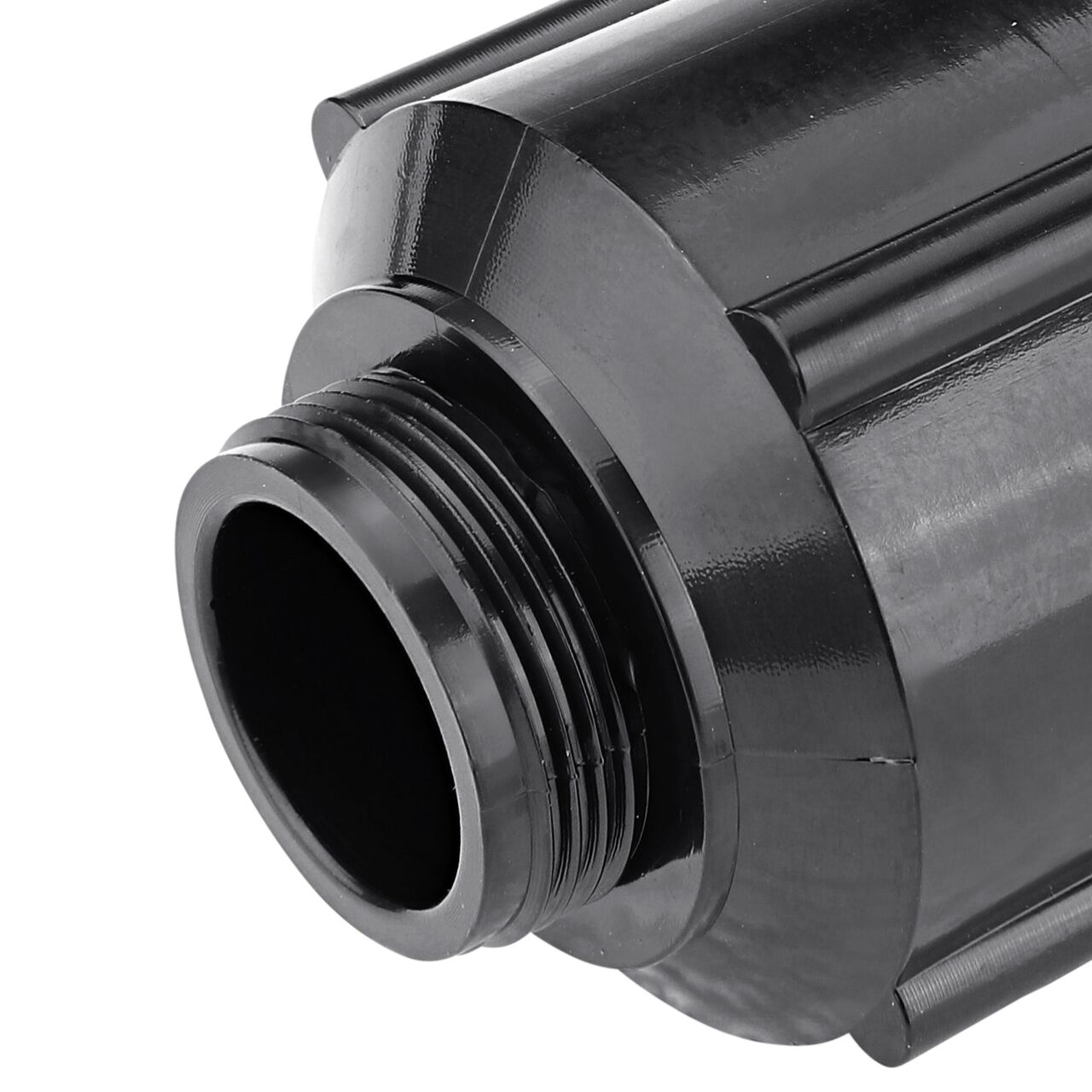 Closeup view of NDS Male Sprinkler Adapter end that thread 1/2 in. MPT end into FPT sprinkler end (NDS SAM-05000)