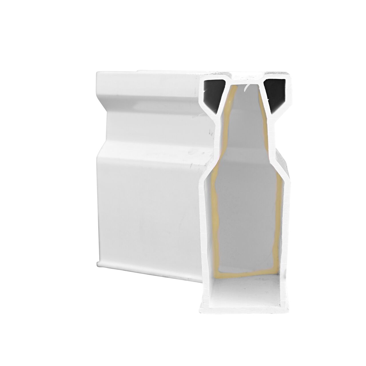 Side view of the White Micro Channel Drain 45 degree elbow and inegrated grate (NDS 8301)