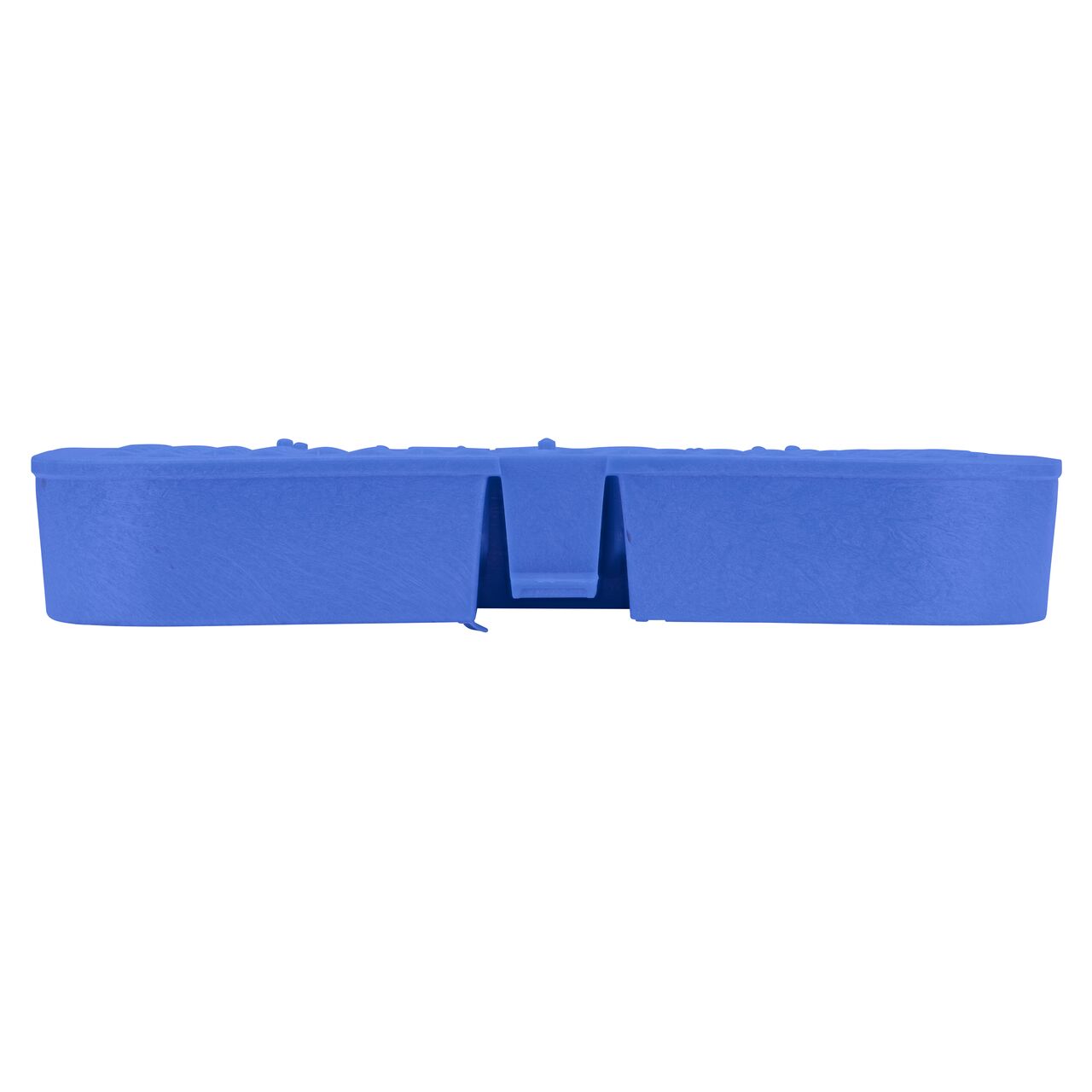 The NDS 14 in. X 19 in. Rectangular Standard Series Blue Water Meter Meter Box Cover (NDS D1200-DICIRBLUL) is a Drop-In lid shown here from the side, that prevents dirt and debris from entering the meter box