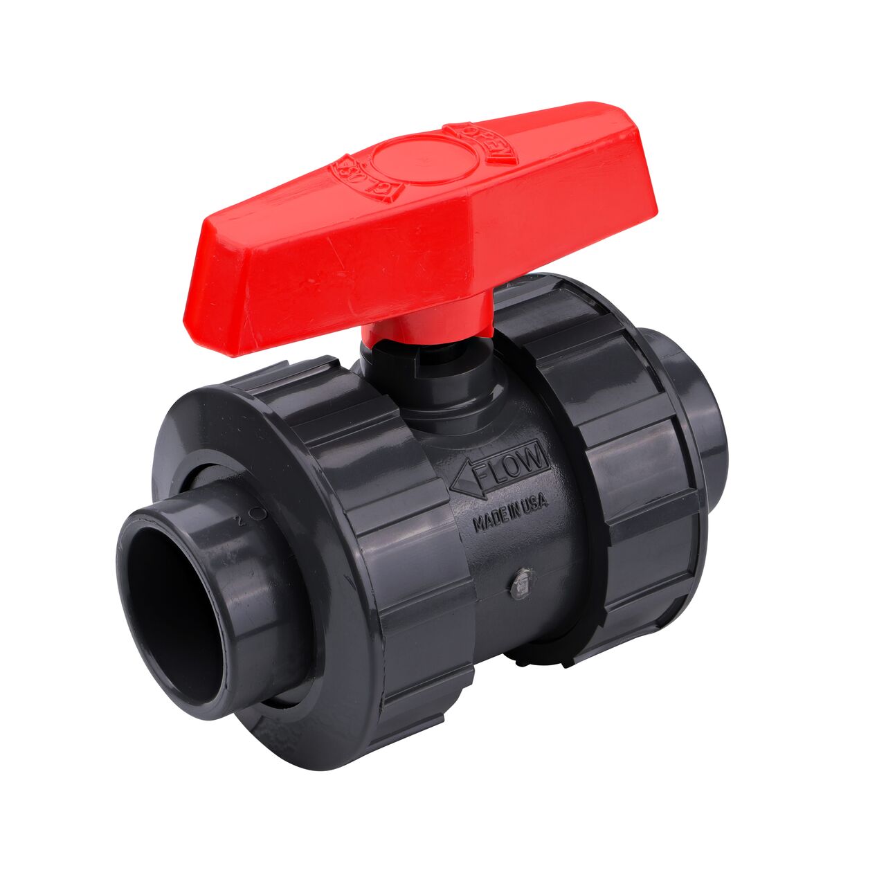 1-1/4 in. PVC Slip & Threaded True Union Ball Valve (NDS BTU-1250-E) is a leak-resistant valve that connects two 1-1/4 in. Sch. 80 pipes in an irrigation or other pressurized system to prevent costly property damage, pipe corrosion, and system issues