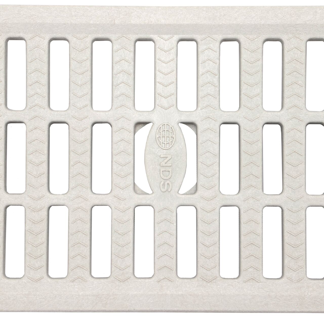 Close-up of grate openings on 8 in. Pro Series Channel Drain Grate in Gray Plastic (SKU 837)