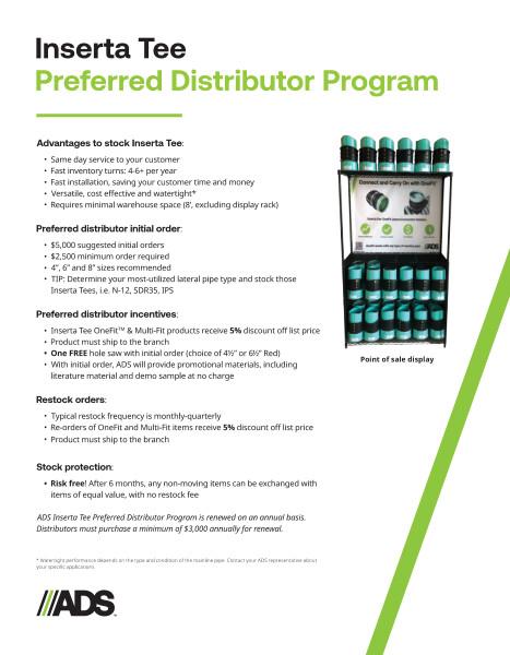 Inserta Tee Preferred Distributor Program Information Sheet