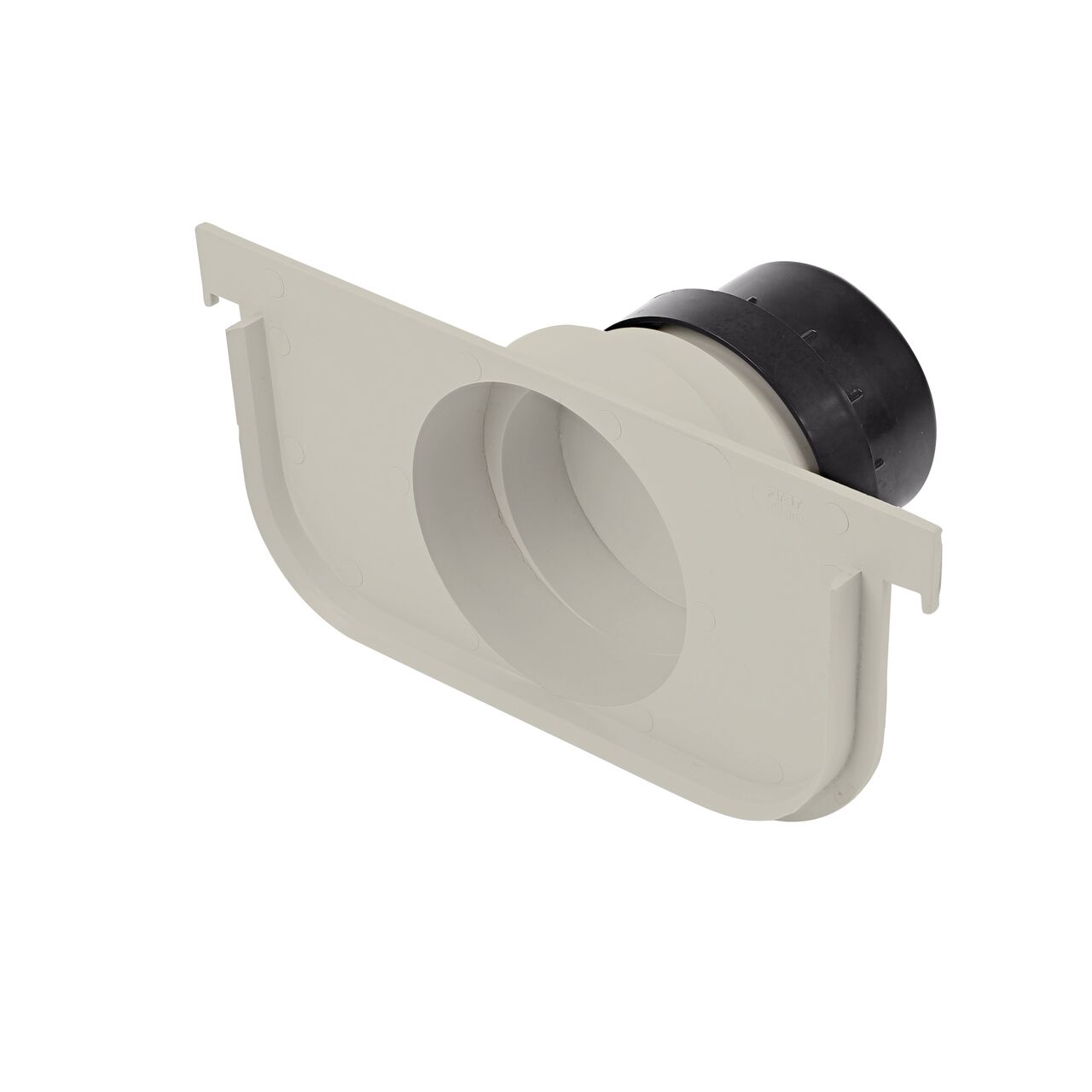 Opening of the NDS Light Gray 12 in. Pro Series Channel™ Drain End Cap/End Outlet (NDS 841) facing back