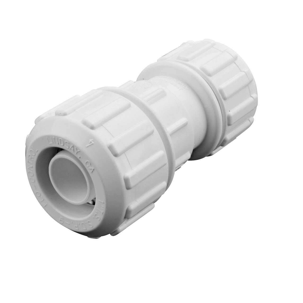 The 1 inch compression end of the the NDS 1 in. X 3/4 in. Flo Lock Reducer Gripper Coupling (NDS 710-17-9)