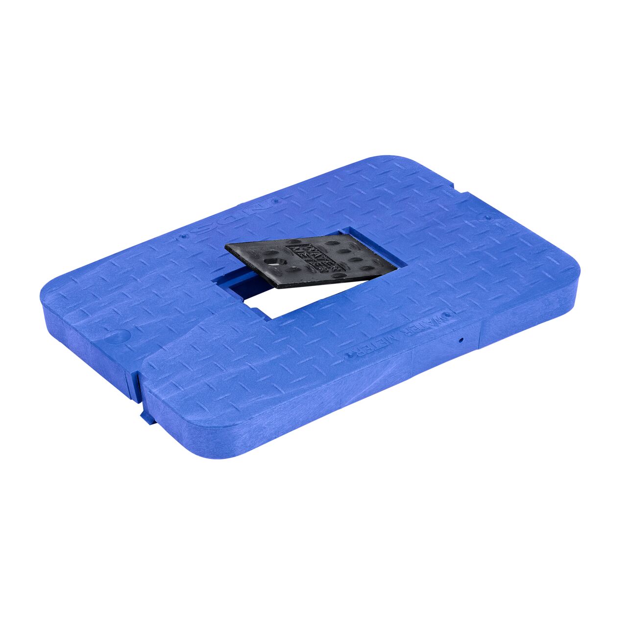 The Cast Iron reader door lifts up for easy access on the NDS 13 in. X 20 in. Blue Water Meter Drop-in cover (NDS D1500-DICIRBLU) that fits the NDS 13 X 20 in. Standard Series Meter Box