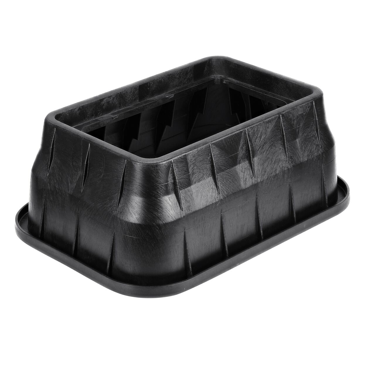 The durable Black plastic 13 in. X 24 in. Rectangular Standard Series Meter Box (NDS 121BCDMB) has a height of 12 in. and is engineered for superior strength with structural reinforcing ribs
