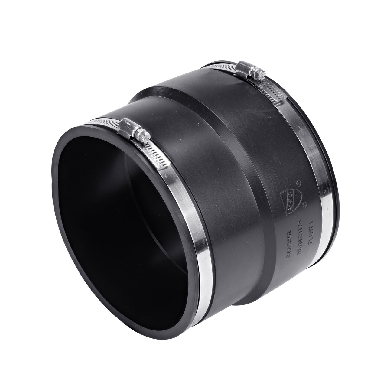 The NDS 6 in. flex coupling connects asbestos cement fibre/ductile iron pipe to cast iron/sewer & drain or DWV pipes (NDS 51-66)