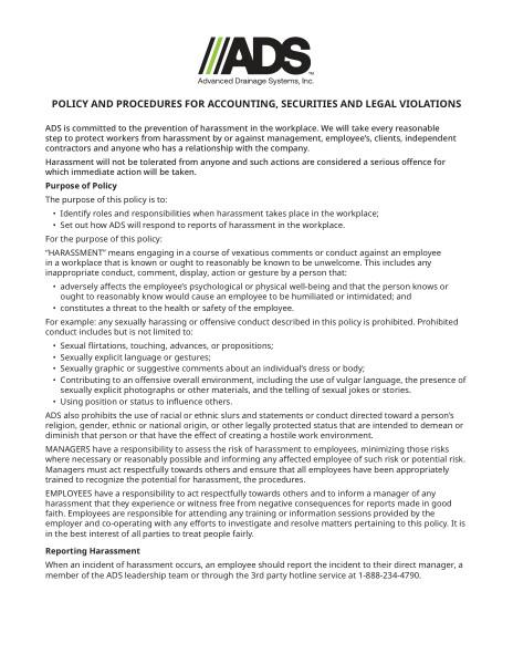 Harassment Free Workplace