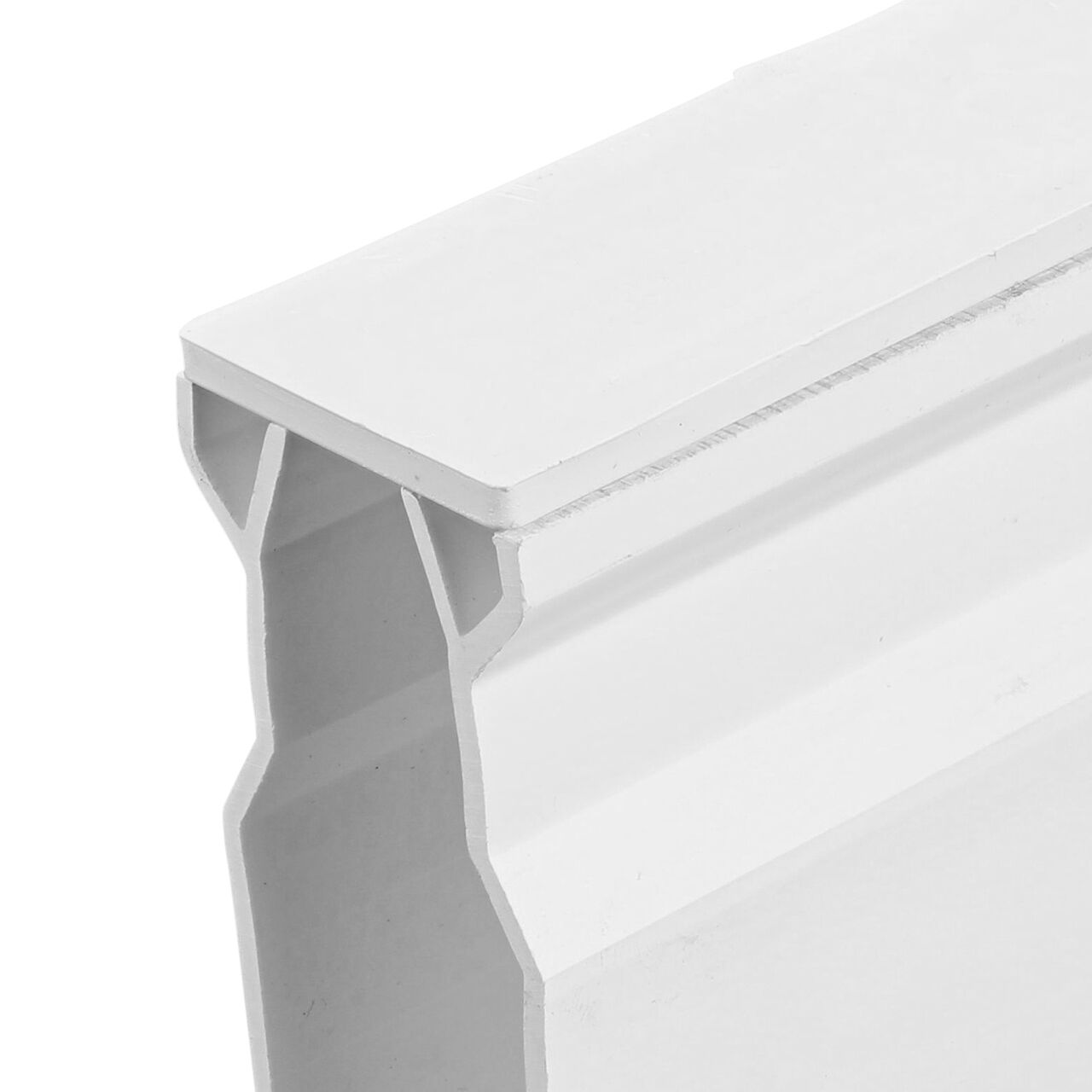 Closeup of the opening of the  NDS White Micro Channel™ Drain Cleanout (NDS 8651)