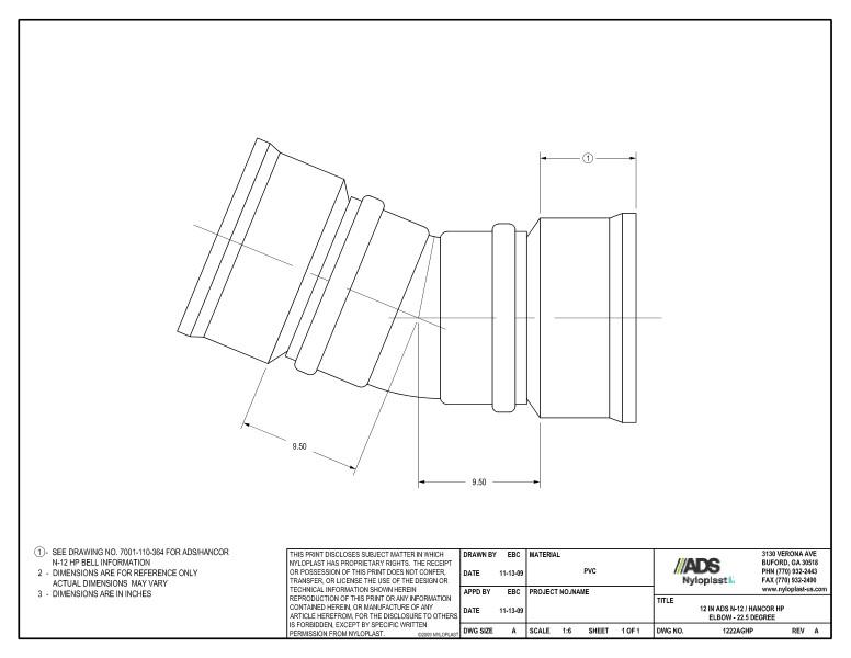 12" HP Elbow - 22.5 Degree Nyloplast Detail