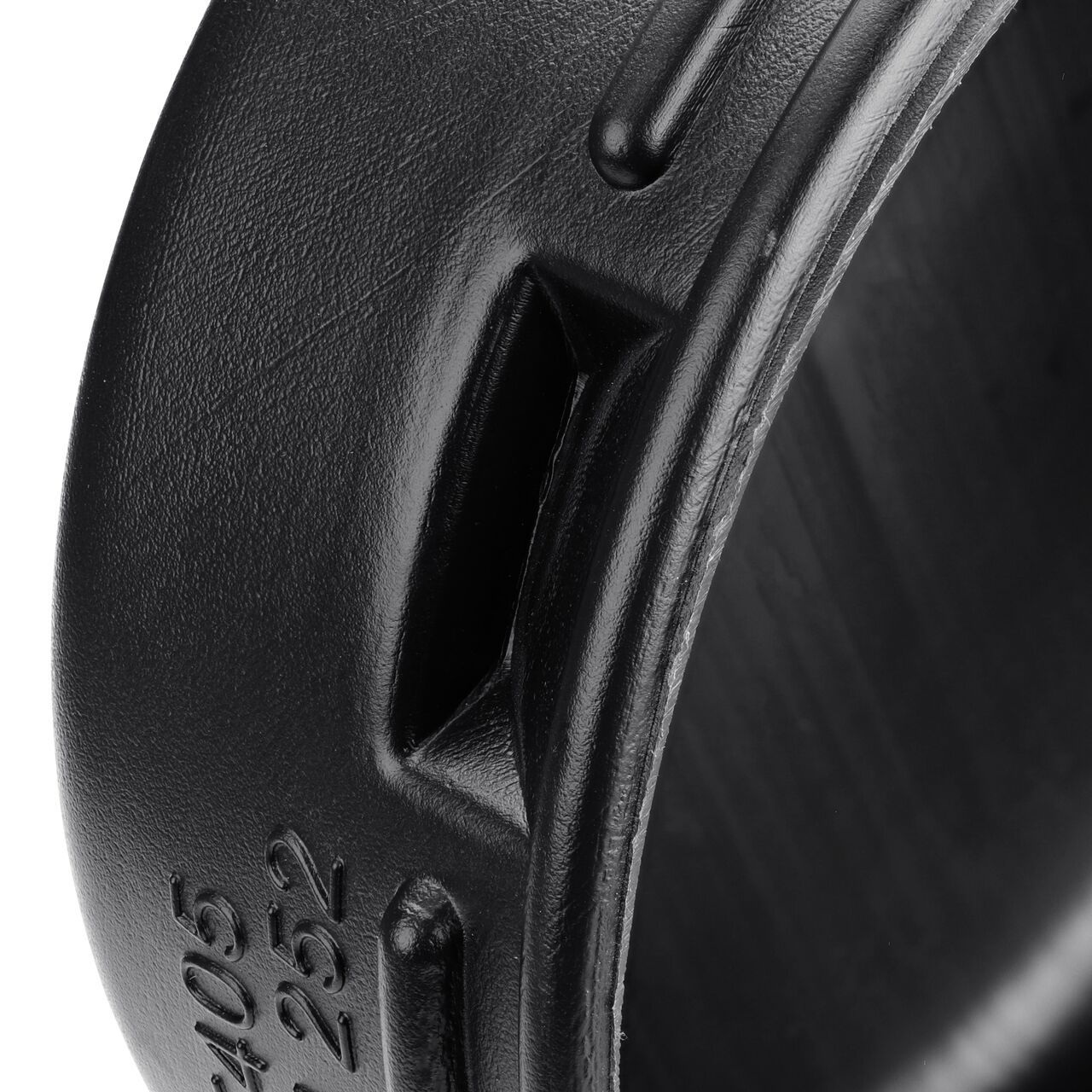 Closeup of the ridges of the 6 in. High-Density Polyethylene Corrugated End Cap (NDS 6C06)