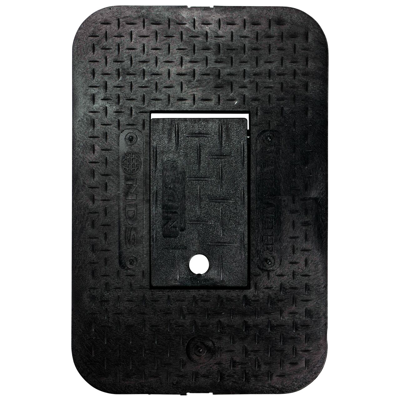 Top Down View of the Top of 14 in. X 19 in. Rectangular Black Plastic Drop-In Reader Cover for the Meter Box (NDS D1200-DIRB)