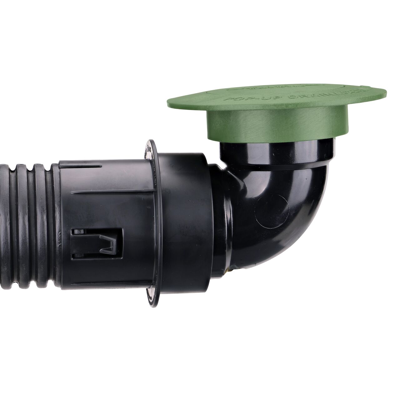Connect the adapter in the Pop-up Drainage Emitter kit (NDS 430) to 3 in. corrugated drain pipe (pipe goes inside adapter end
