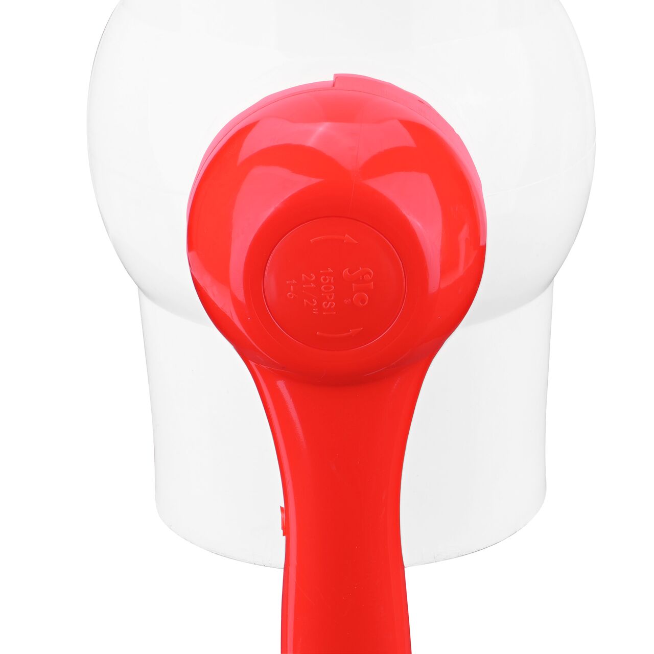 Closeup of the NDS CTS Ball Valve showing that the handle is made of durable PVC material perfect for irrigation or other pressurized system (NDS E1310-25)