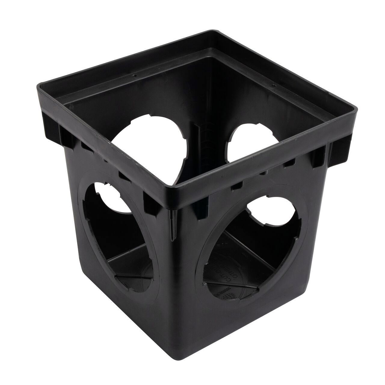 NDS black plastic 12 in. Catch Basin Drain with 4 Openings (NDS 1204*, NDS 1204) help capture stormwater from lawns, landscaped areas, and patios