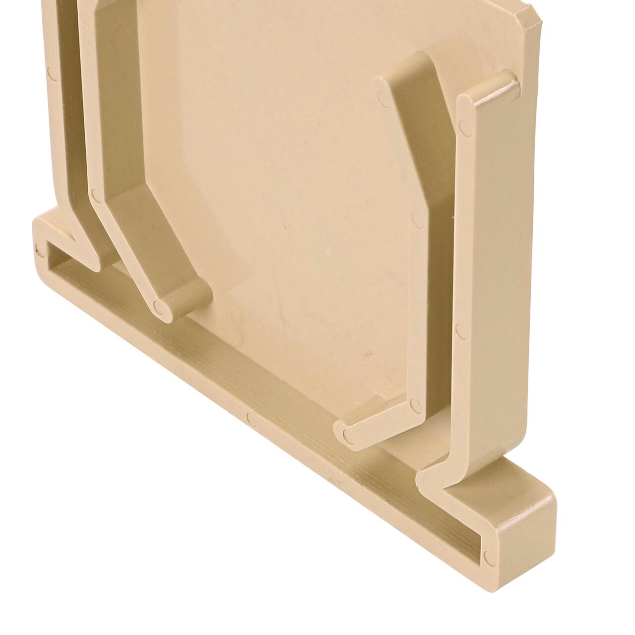 Closeup of any locking mechanisms on the NDS Sand Mini Channel™ Drain End Cap (NDS 547S)