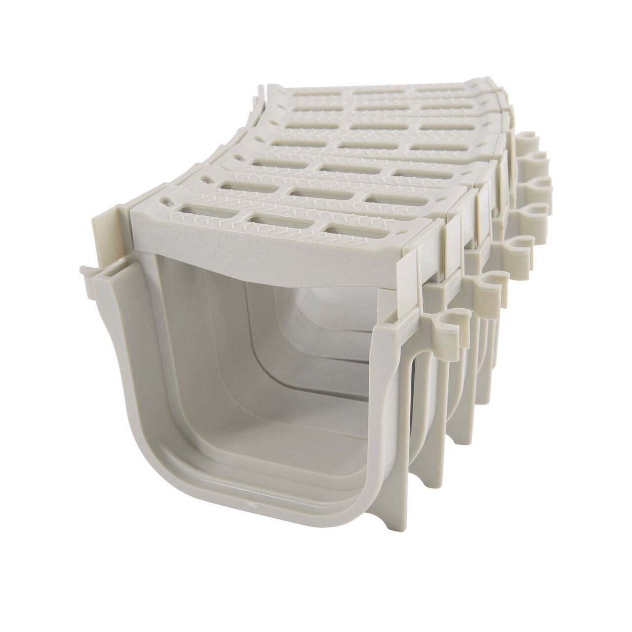 NDS 5 in. Pro Series Channel™ Drain Qwik-Turn™ Deep Profile Radius Couplings connect together with tongue-and-groove ends (NDS PSRC-864)