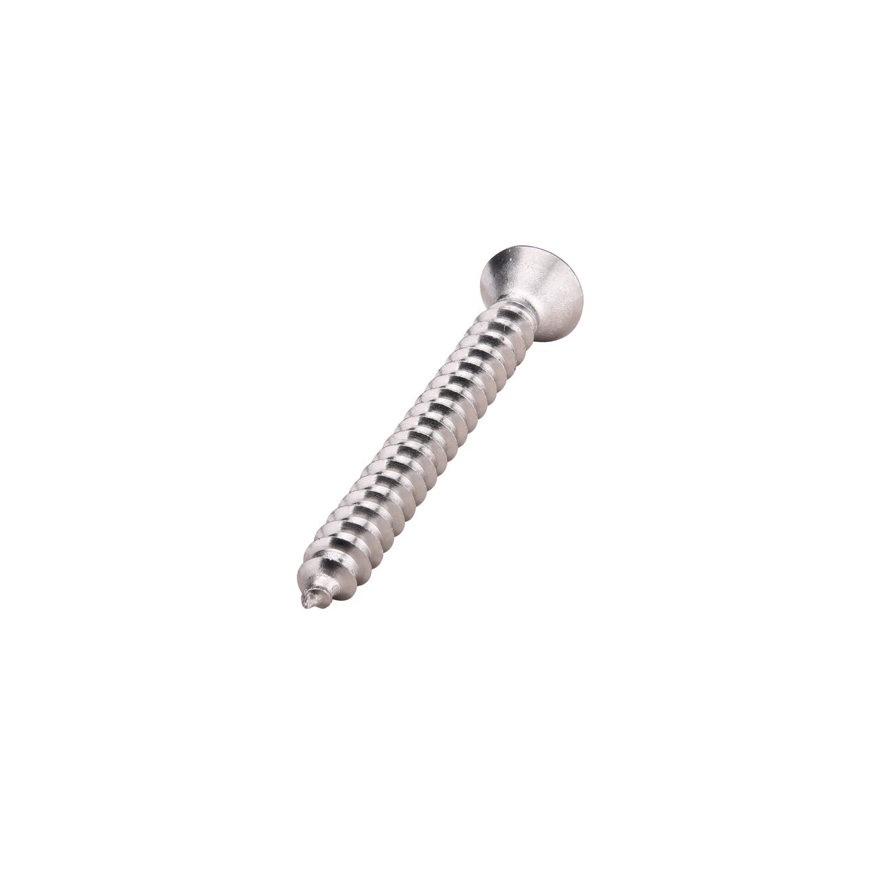 Closeup of the tip of stainless steel #6 X 1-1/4 in. Phillips Flat Head Screw (NDS 829)
