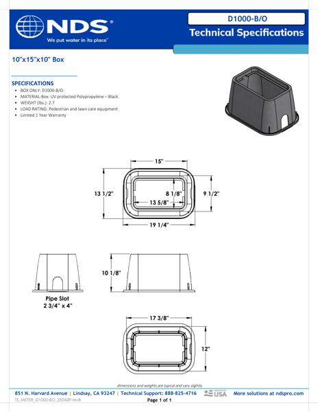 NDS 10 in. X 15 in. Rectangular D1000 Meter Box, 10 in. Height, Black Tech Spec