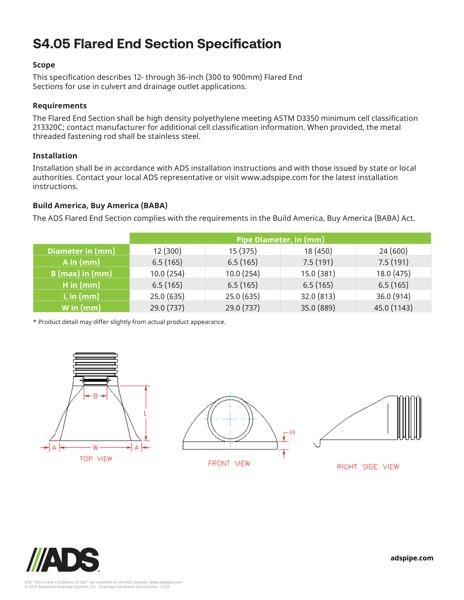 S4.05 Flared End Section Specification