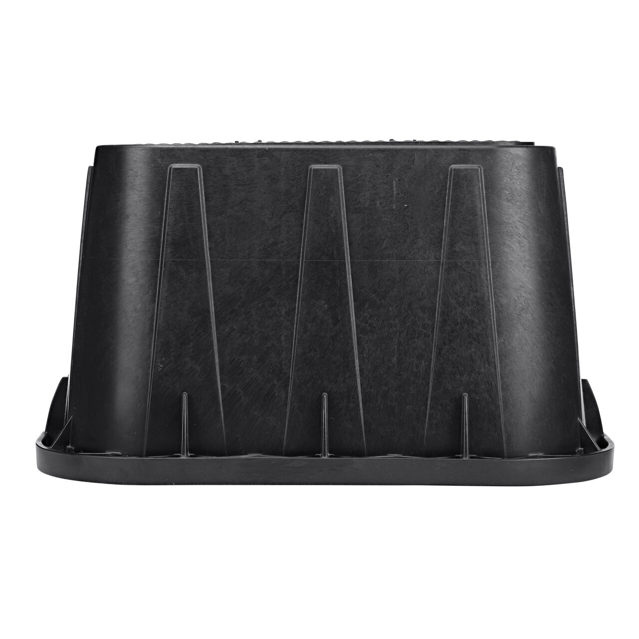 The durable Black plastic NDS 14 in. X 19 in. Rectangular Meter Box (NDS D12-TAMR) has a height of 12 in. and is engineered for superior strength with structural reinforcing ribs