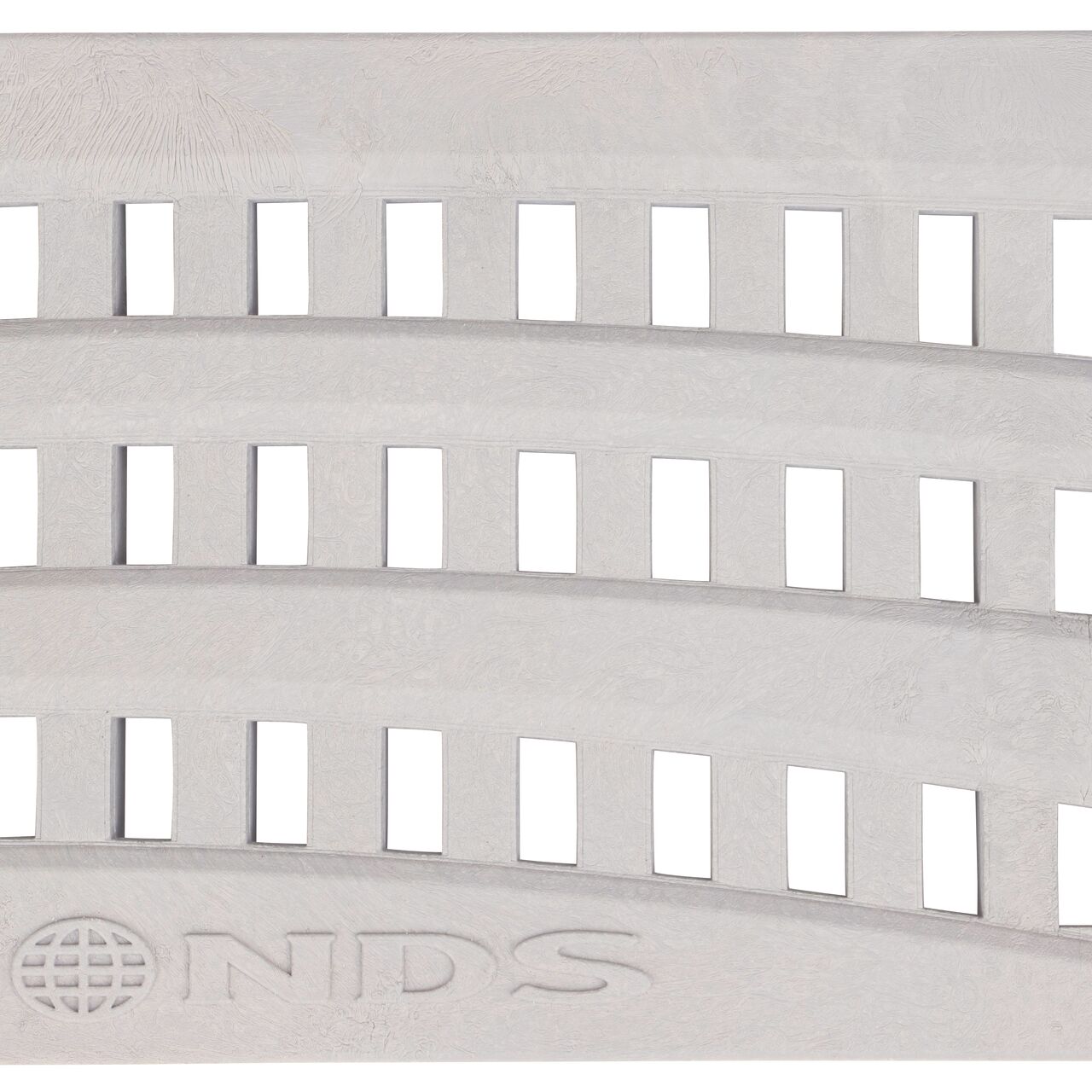 Top Down View of Spee-D® Channel Drain Grate, Decorative Wave Design in Gray Plastic (NDS 253GYRTL, NDS 253GY)