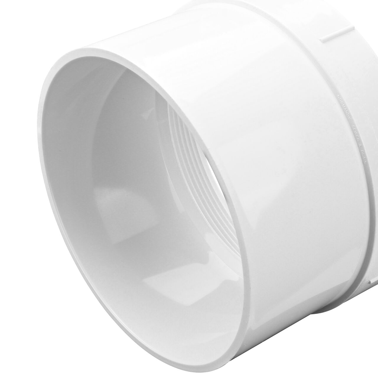 Closeup of the 6 in. hub end of the NDS 6 in. S&D PVC Female Adapter (NDS 613P)