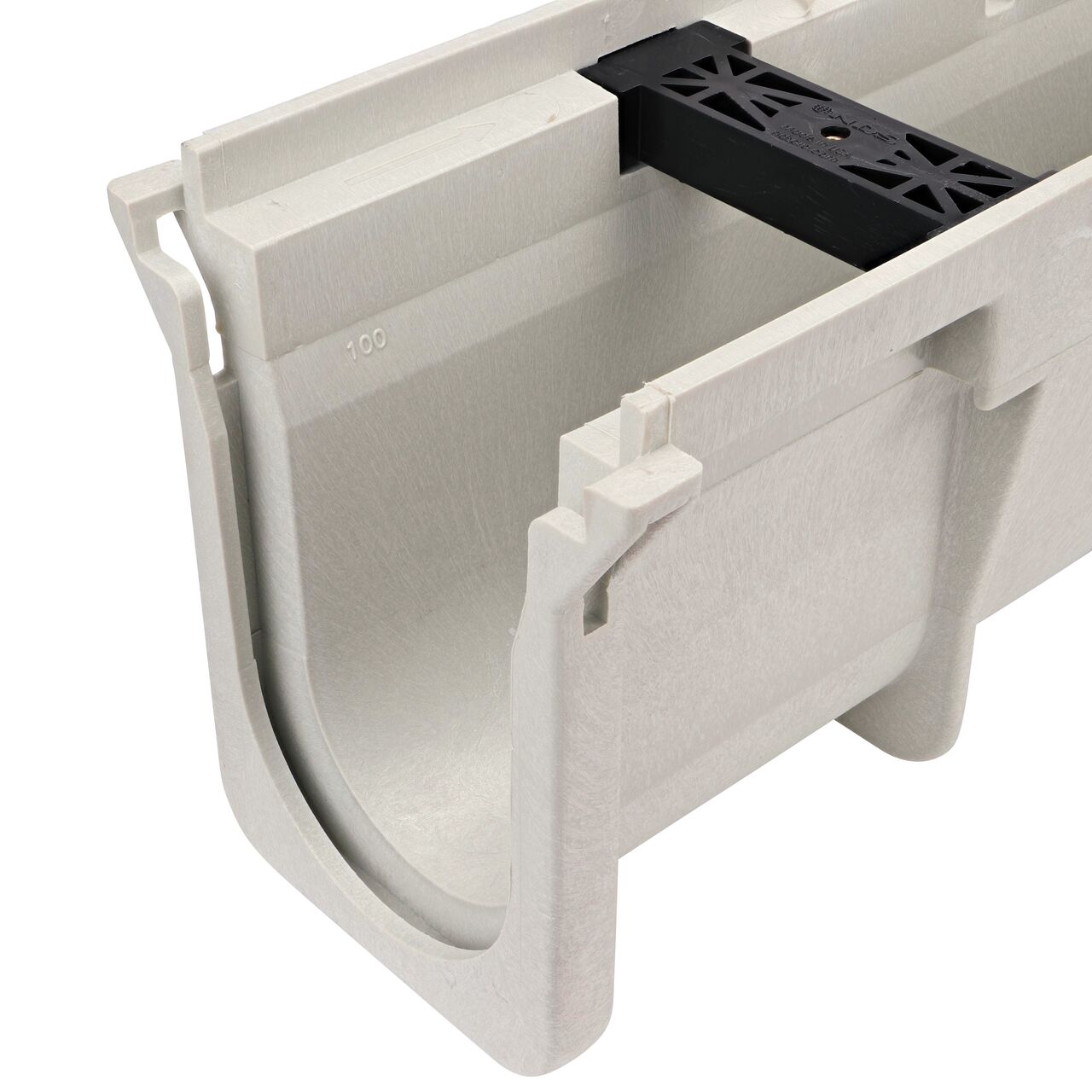 Closeup view of the Dura Slope Channel, 7.02 in. to 7.36 in. Deep, with groove joints facing camera (NDS DS-100)