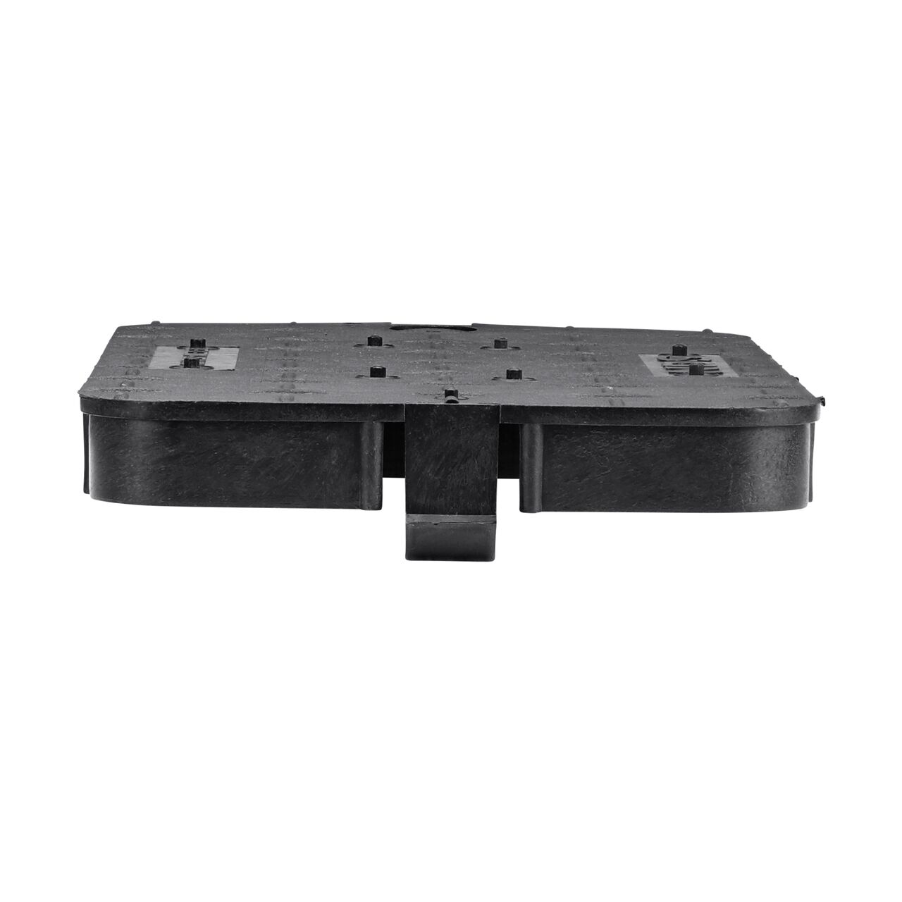 The NDS 10 in. X 15 in. Rectangular Standard Series Black Water Meter Box Cover (NDS D1000-SBL) is an Drop-in lid shown here from the side, that prevents dirt and debris from entering the meter box