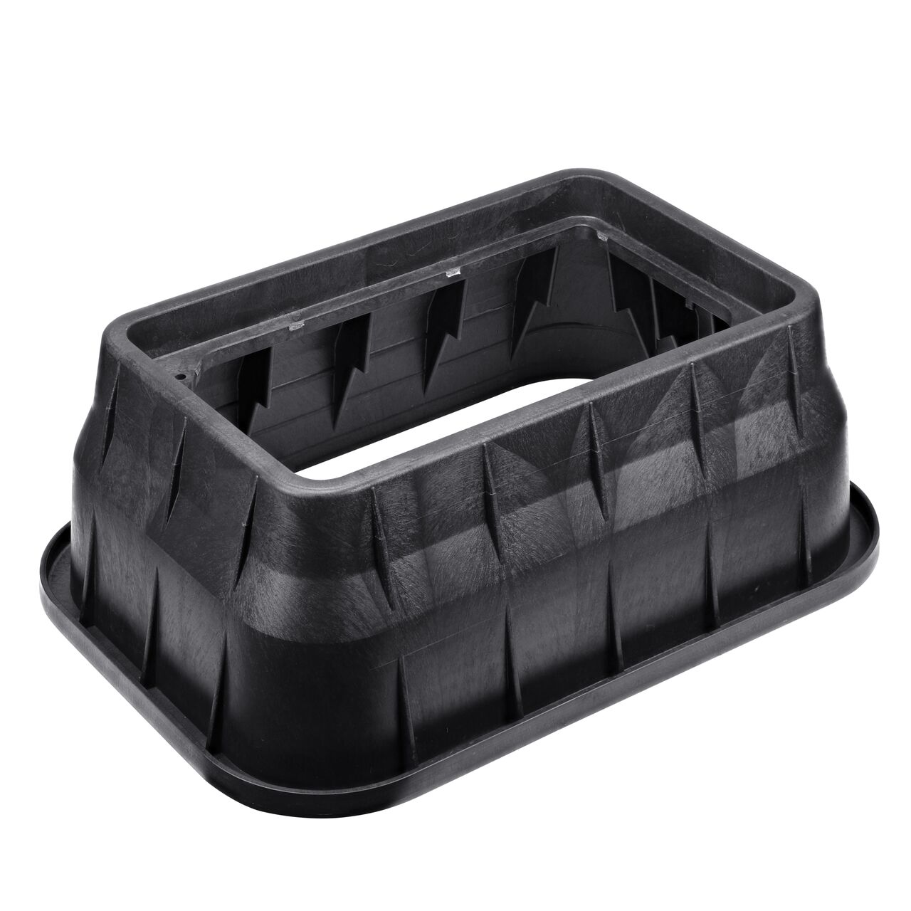 The durable Black plastic 13 in. X 24 in. Rectangular Pro Series Meter Box (NDS 121BCDWB) has a height of 12 in. and is engineered for superior strength with structural reinforcing ribs